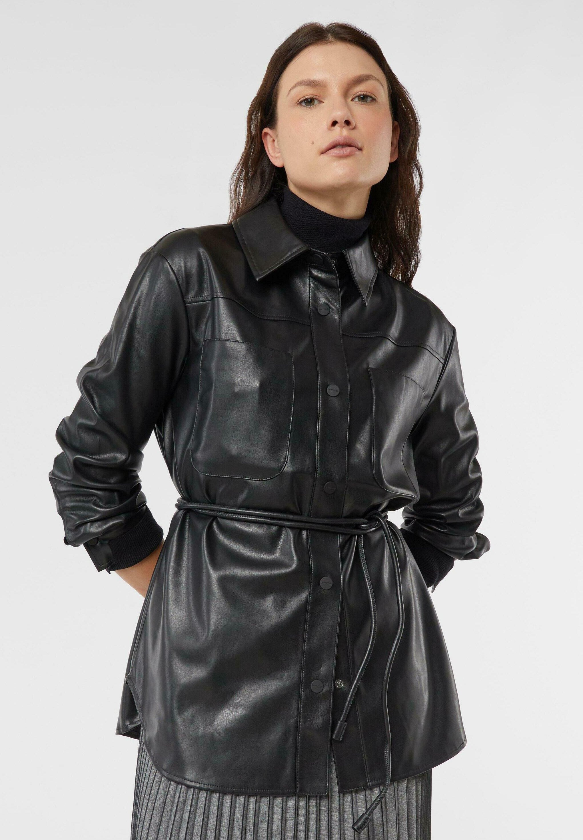 comma INDOOR - Faux leather jacket - schwarz/black - Zalando