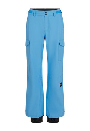 Sinised suusapüksid sirge disainiga, valmistatud veekindlast materjalist. Omavad kargo taskuid ja elastseid pahkluuke koos mustade aktsentidega.