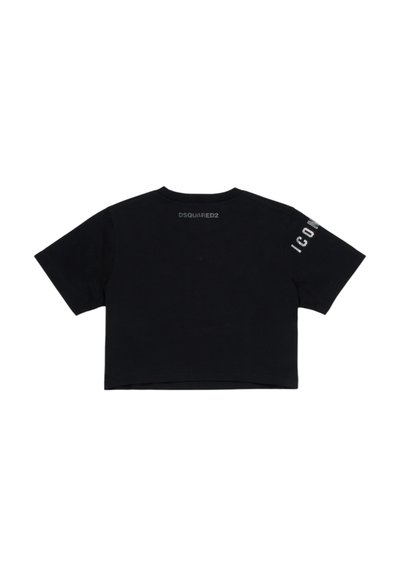 Dsquared2 ICON CROPPED GLITTER - T-shirt con stampa - nero