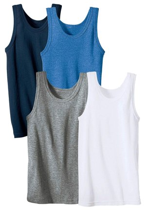 H.I.S 4 PACK - Unterhemd/-shirt - marine + hellblau-meliert + weiß + grau-meliert