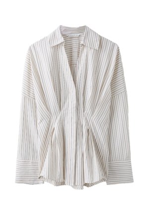 Stradivarius, PLEATED POPLIN SHIRT - Skjortebluser - mottled beige