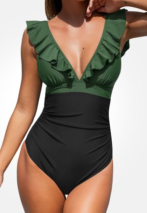 CHIC RUFFLED - Traje de baño - green/black
