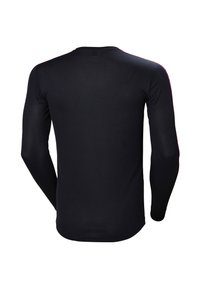 Zwart sportshirt met lange mouwen, gemaakt van rekbaar materiaal, met een gladde textuur en een aangesloten ontwerp, voorzien van een ronde zoom en zonder zichtbare logo's.