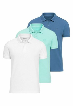 SET OF 3 - Poloshirts - white mint blue