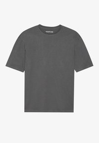 Grå bomull T-shirt med rund hals, korta ärmar och en avslappnad passform. Har en jämn textur och en enkel design utan grafik.