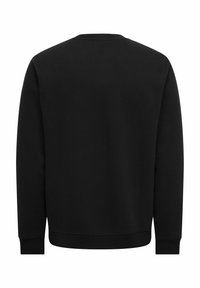 Sweat-shirt noir uni à manches longues vu de dos, sans logos, texte ou motifs visibles.