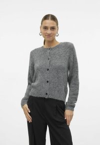 Vero Moda VMNOVAH LS O-NECK BUTTON NOOS  - Vest - dark grey melange