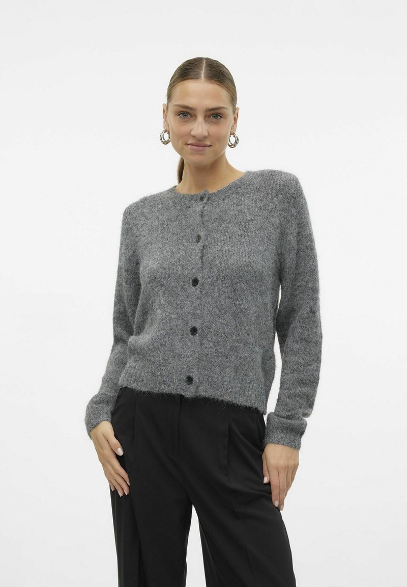 Vero Moda VMNOVAH LS O-NECK BUTTON NOOS  - Vest - dark grey melange