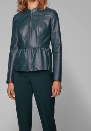 Leather jacket - dark green