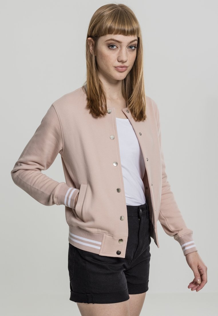 Urban Classics COLLEGE - Športna jopa s kapuco na zadrgo - lightrose