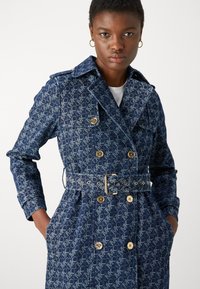 Jacquard Denim Trench Michael Kors Logo Jacquard Trench Coat