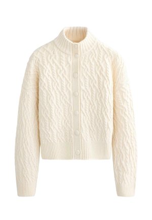 CABLE WITH BUTTON - Kardigán - stone