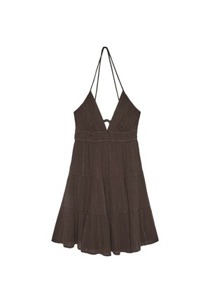 Stradivarius, SHORT DRESS WITH OPEN BACK - Denné šaty - dark brown