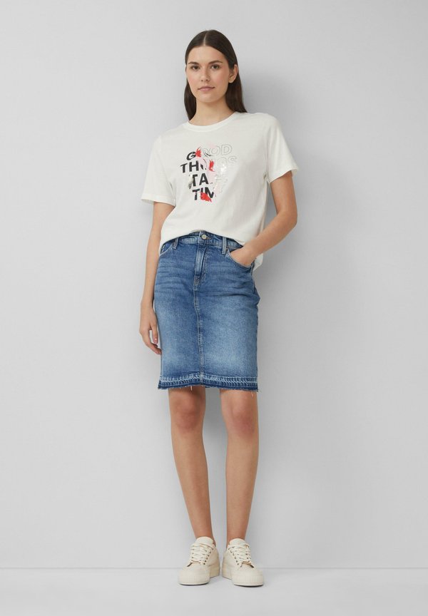 MIT OFFENEM SAUM - Bleistiftrock - blau