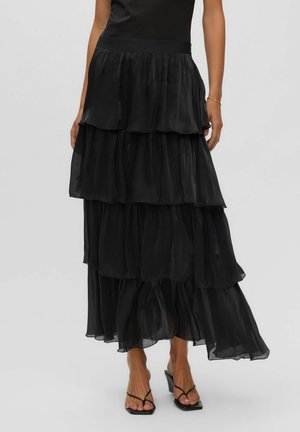 Vero Moda, SKIRT VMELISA MID WAIST LONG SKIRT - Jupe longue - black