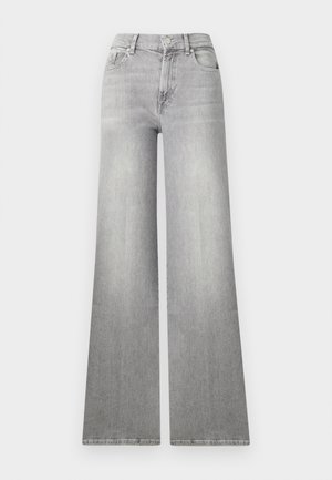 Grå denimjeans med vide ben og en falmet finish, frontlomme og knaplukning. Har lige snit og klassisk kant.
