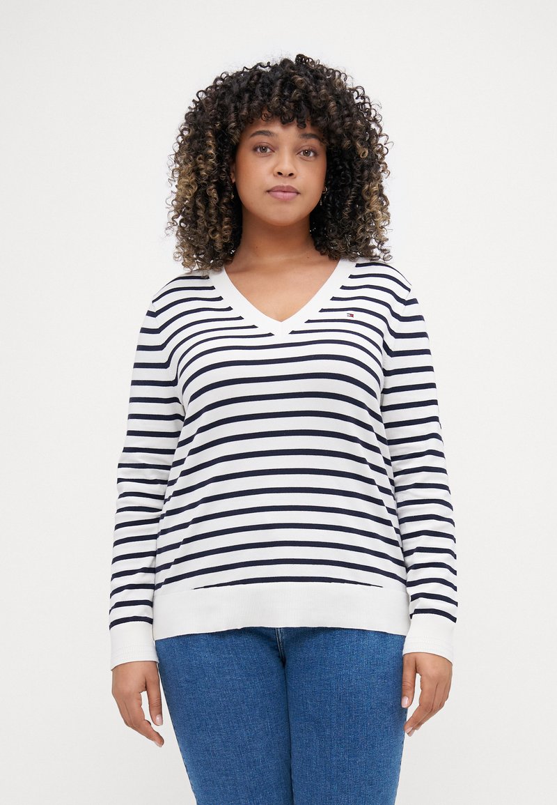 Tommy Hilfiger Curve STITCH - Jumper - ivory petal/deseret sky