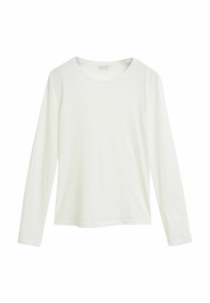 Witte longsleeve shirt van zachte stof met een ronde halslijn en een relaxed fit, zonder patronen of versieringen.