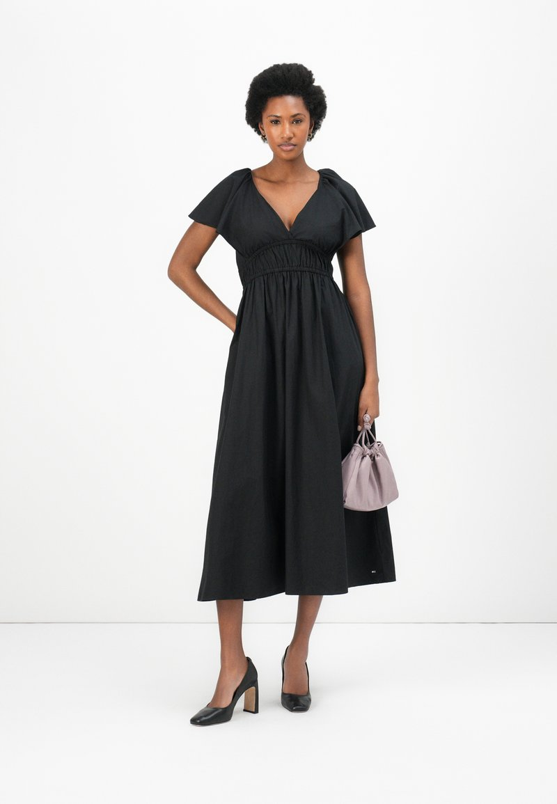 Tommy Hilfiger FRILLED SLEEVE MIDI DRESS - Day dress - black - Zalando.co.uk