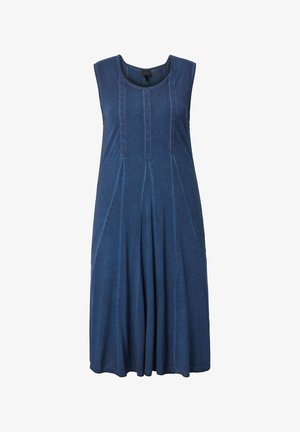 Ulla Popken, MIDIKLEID, ZIERBÄNDER, GODETFALTEN, V-AUSSCHNITT, ÄRMELLOS - Jurk - ink blue