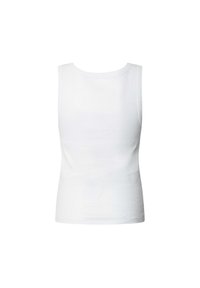 Top senza maniche bianco realizzato in un tessuto morbido e elastico. Presenta un collo rotondo e una forma aderente, adatta per essere indossata a strati.