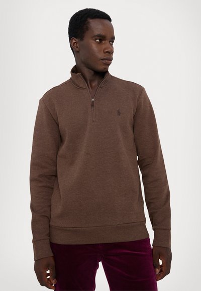 Polo Ralph Lauren DOUBLE-KNIT QUARTER-ZIP PULLOVER - Hosszú ujjú felső - nutmeg brown