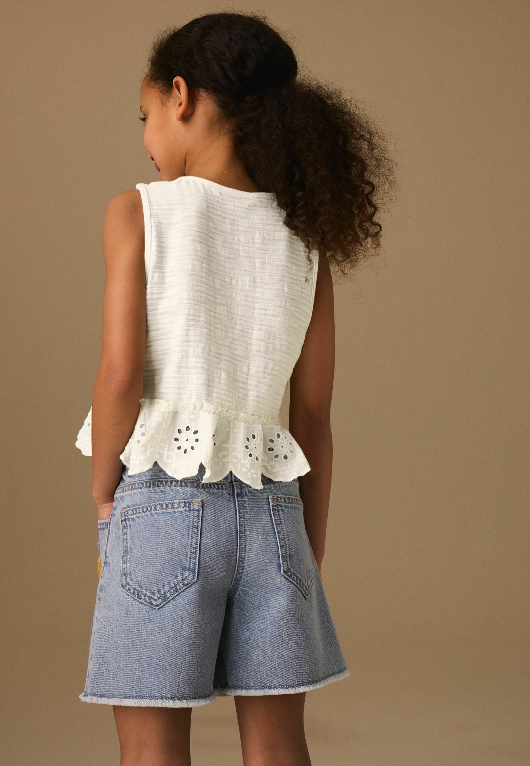 Next REGULAR FIT - BRODERIE PEPLUM WAISTCOAT . - Top - white/alb