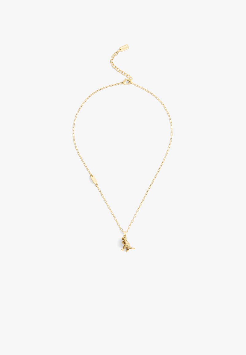 Guldkæde med et lille dinosaurcharme. Leddesignet er delikat, med en justerbar lås for pasform.