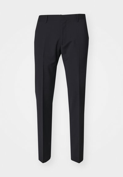 Tumed tumesinine püksid slim fit stiilis. Valmistatud siledast, tekstuuriga kangast, millel on lame esiosa, vööaasad ja küljetaskud.