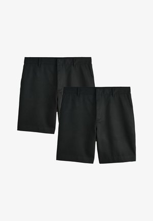 Črni kratki hlači iz gladkega blaga, s krojem po meri, ravnim rezom, z zankami za pas in dvema stranskima žepoma.