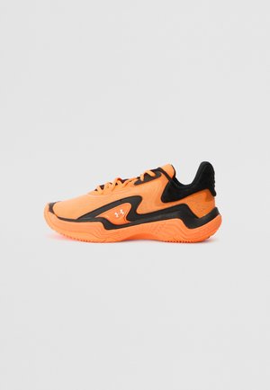 UA SPAWN 7 UNISEX - Scarpe da basket - black/blaze orange/metallic silver-coloured