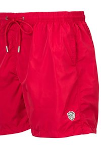 Rode zwemshorts van lichtgewicht, synthetisch materiaal met een elastische tailleband, verstelbaar trekkoord en zijzakken. Voorzien van een logopatch.