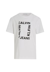 Calvin Klein Jeans MAXI HERO FLOCK LOGO - Apdrukāts T-krekls - bright white