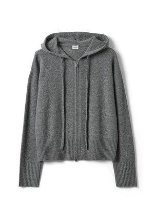 Stefanel, CARDIGAN WITH HOOD AND ZIP, REGULAR FIT. - Strickjacke - grey