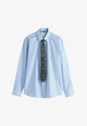 Next, REGULAR FIT - SHIRT AND TIE SET . - Vapaa-ajan kauluspaita - blue stripe green geometric