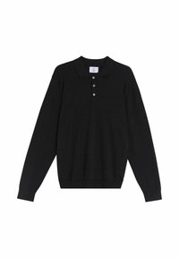 Czarna, długosleeve polo z kołnierzykiem, trzema guzikami i ściągaczami przy rękawach. Wykonana z miękkiego materiału o gładkiej fakturze.