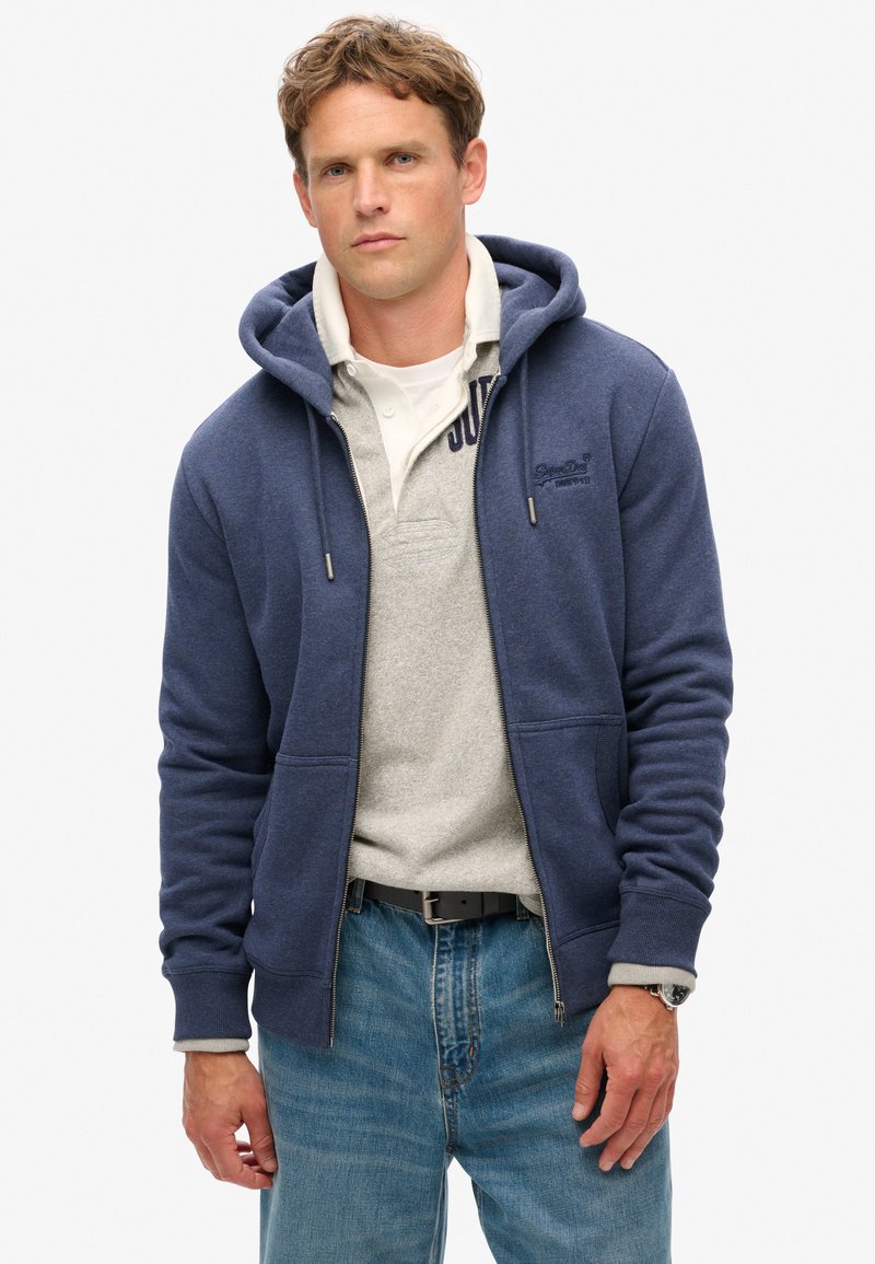 Superdry & Co ESSENTIAL LOGO HOOD TRACK  - Sudadera con cremallera - heritage navy marl