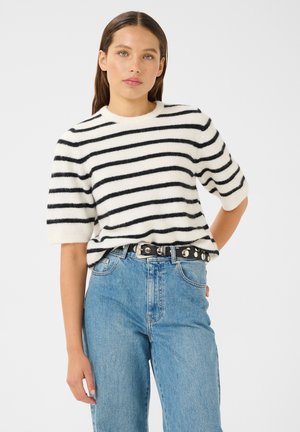 ALPHA - Svetrík - ivory black striped