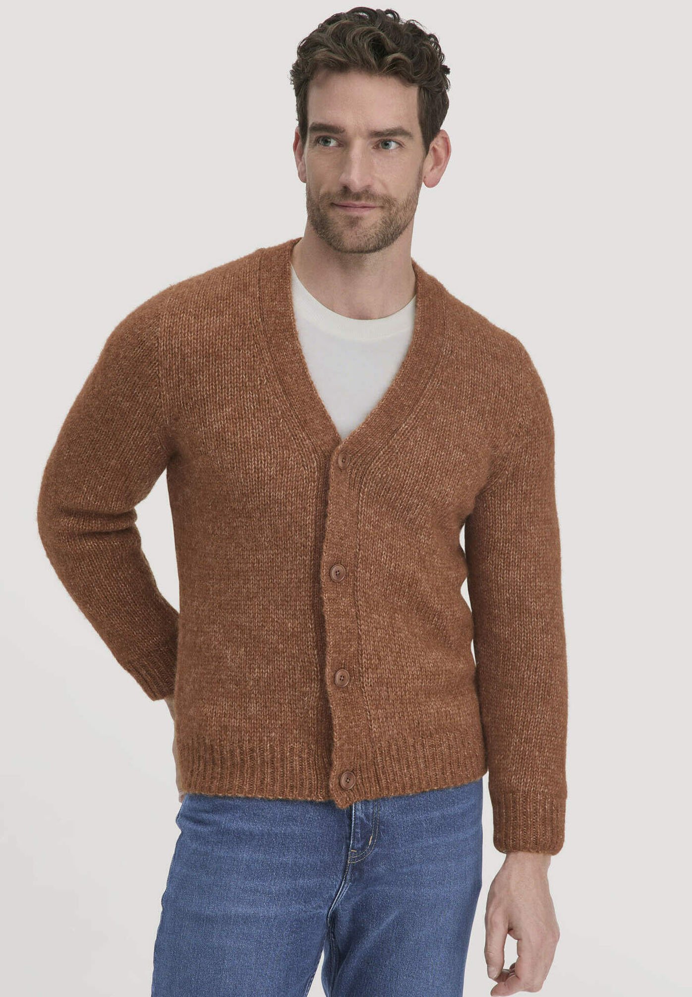 hessnatur ALPAKA Strickjacke cognac/braun Zalando