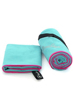 Strandtuch - türkis   pinker rand