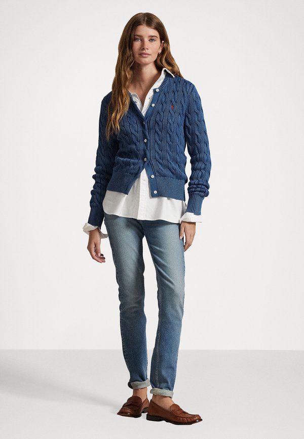 CABLE KNIT COTTON CARDIGAN - Cardigan - indigo2