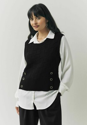 REGULAR FIT LAYER WITH BUTTON DETAIL  - Blusa - black