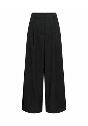 VILA, WIDE-LEG TROUSERS VILEE - Trousers - black