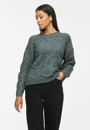 VILA, KNITTED PULLOVER VITOKO CABLE - Trui - balsam green1