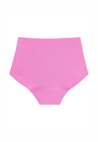 Højtaljede bikiniunderdel i ensfarvet pink, lavet af glat materiale. Har et rent design med sømløse kanter og ingen synlige dele.