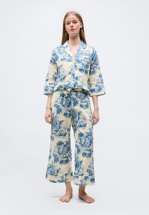 WOMENS BOXY SHIRT WIDE LEG - Pižamos komplektas - tippi cream/blue
