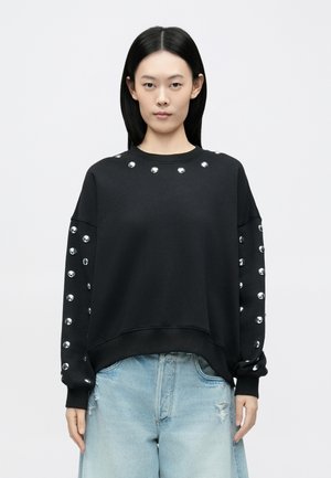 STUDDED - Bluză de molton - black/silver-coloured
