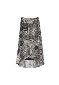 Gonna a fantasia bianco e nero con design intricati, dalla silhouette fluida e un orlo leggermente asimmetrico, realizzata in un tessuto morbido.