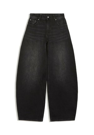 Bershka, HIGH-WAIST - BARREL JEANS - Jean baggy - black