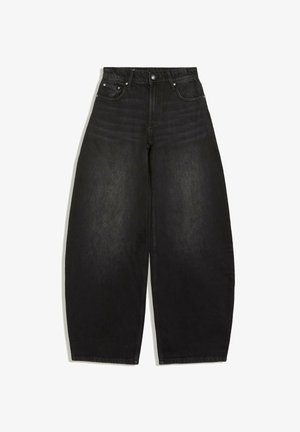 Bershka, HIGH-WAIST - BARREL JEANS - Jean baggy - black